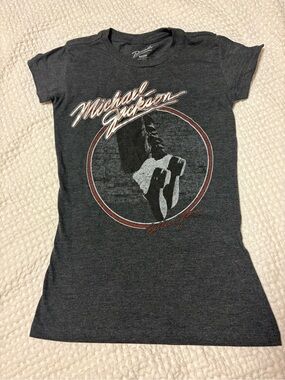 Michael Jackson Graphic Tee - Charcoal with White & Red Print